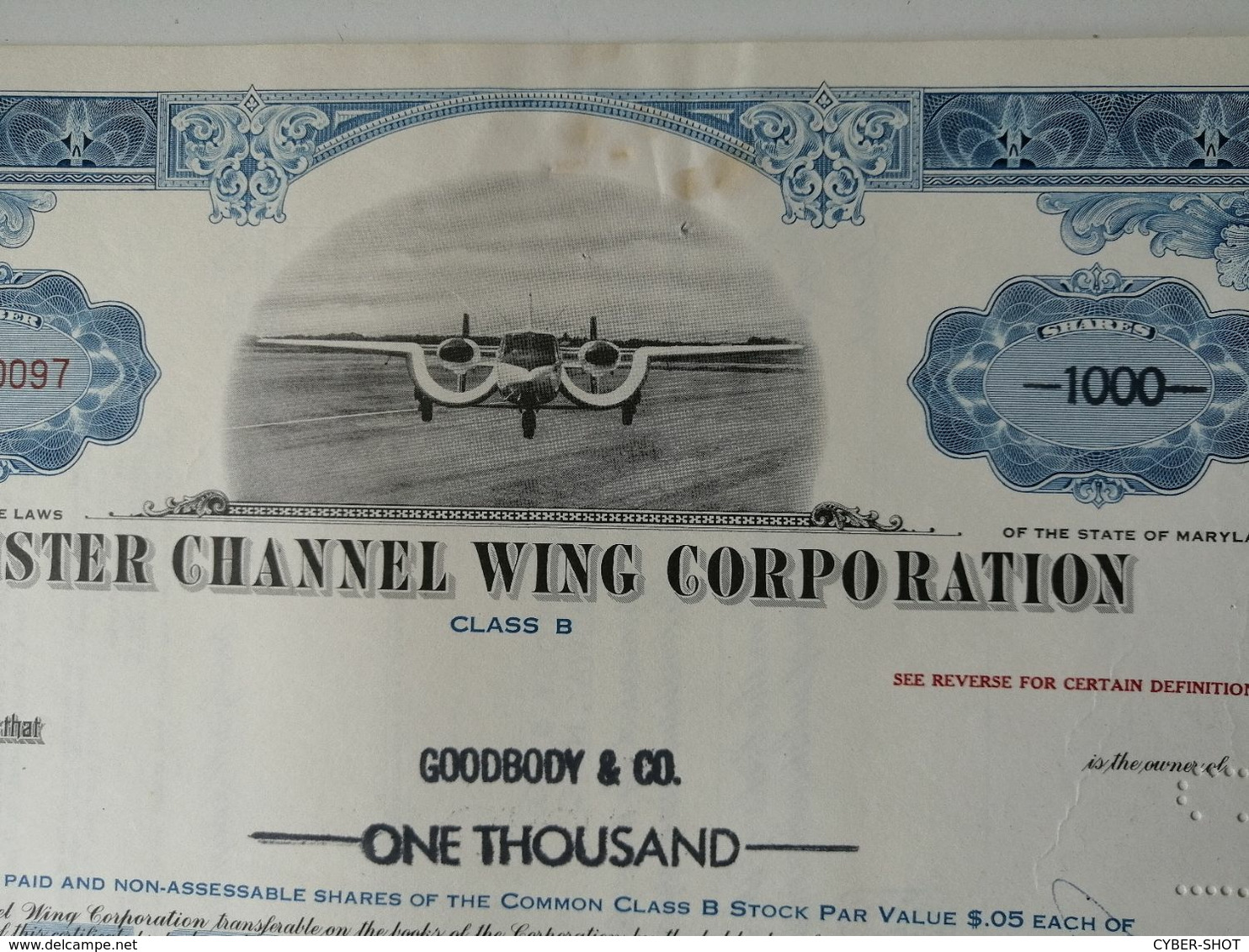 CUSTER CHANNEL WING CORPORATION (AVIATION) NR CBU10097 (Shares 1000) - Aviation