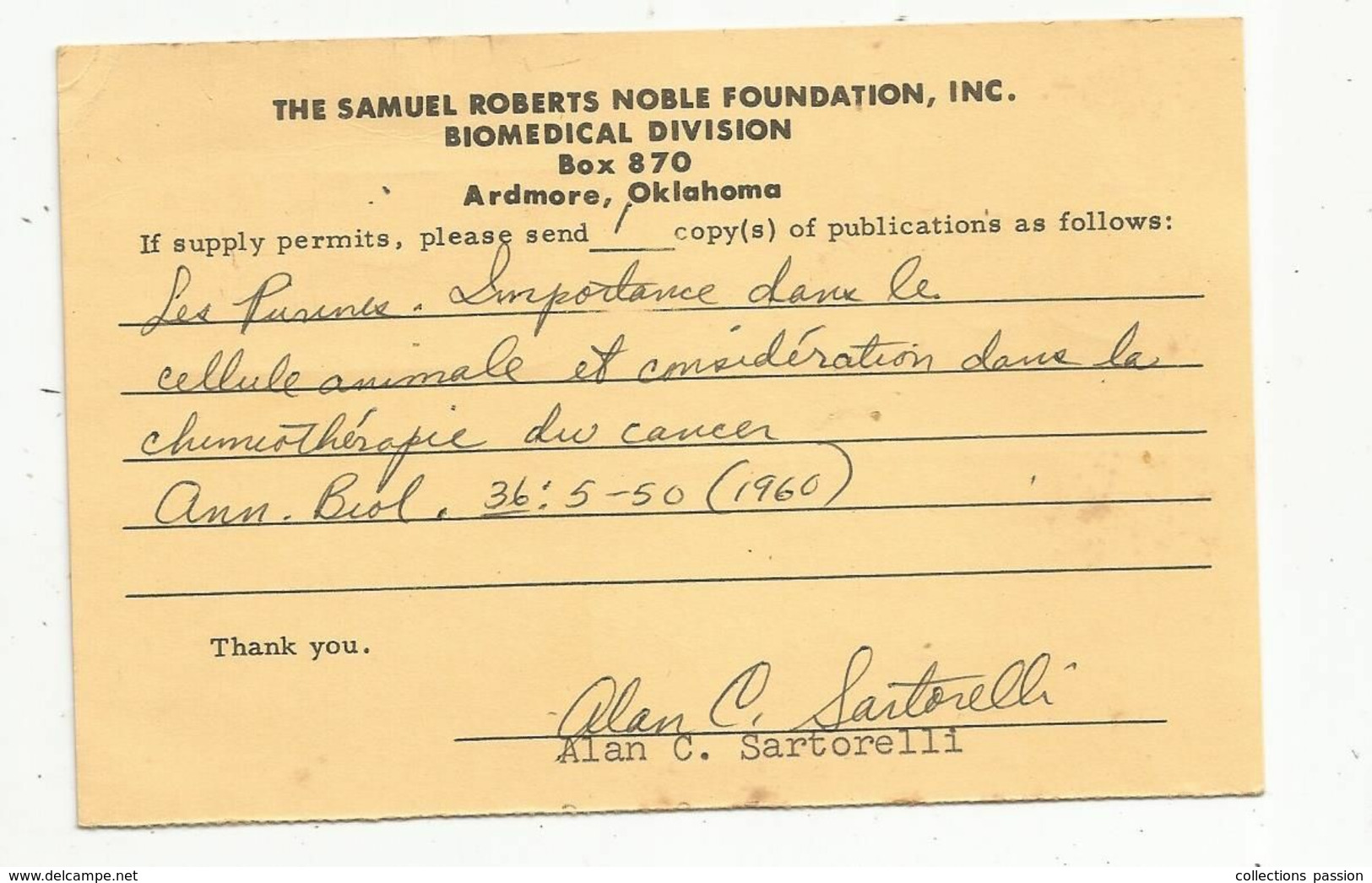 JC, Carte Postale , EMA , Etats Unis , ARDMORE ,OKLA. ,1960 ,flamme , The Samuel Roberts Noble Foundation - Marcophilie