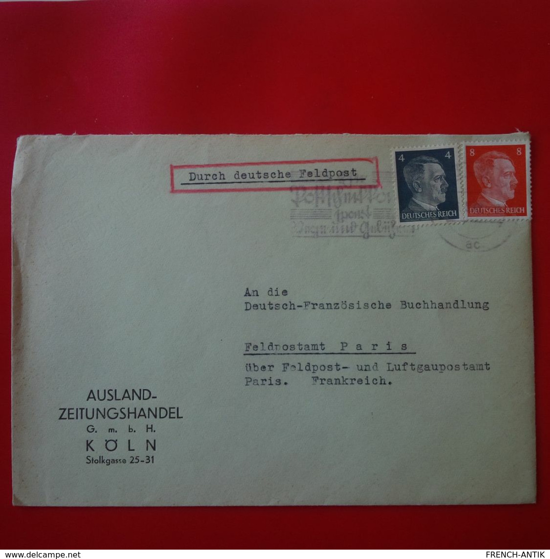 LETTRE KOLN PARIS AUSLAND ZEITUNGSHANDEL 1942 - Briefe U. Dokumente