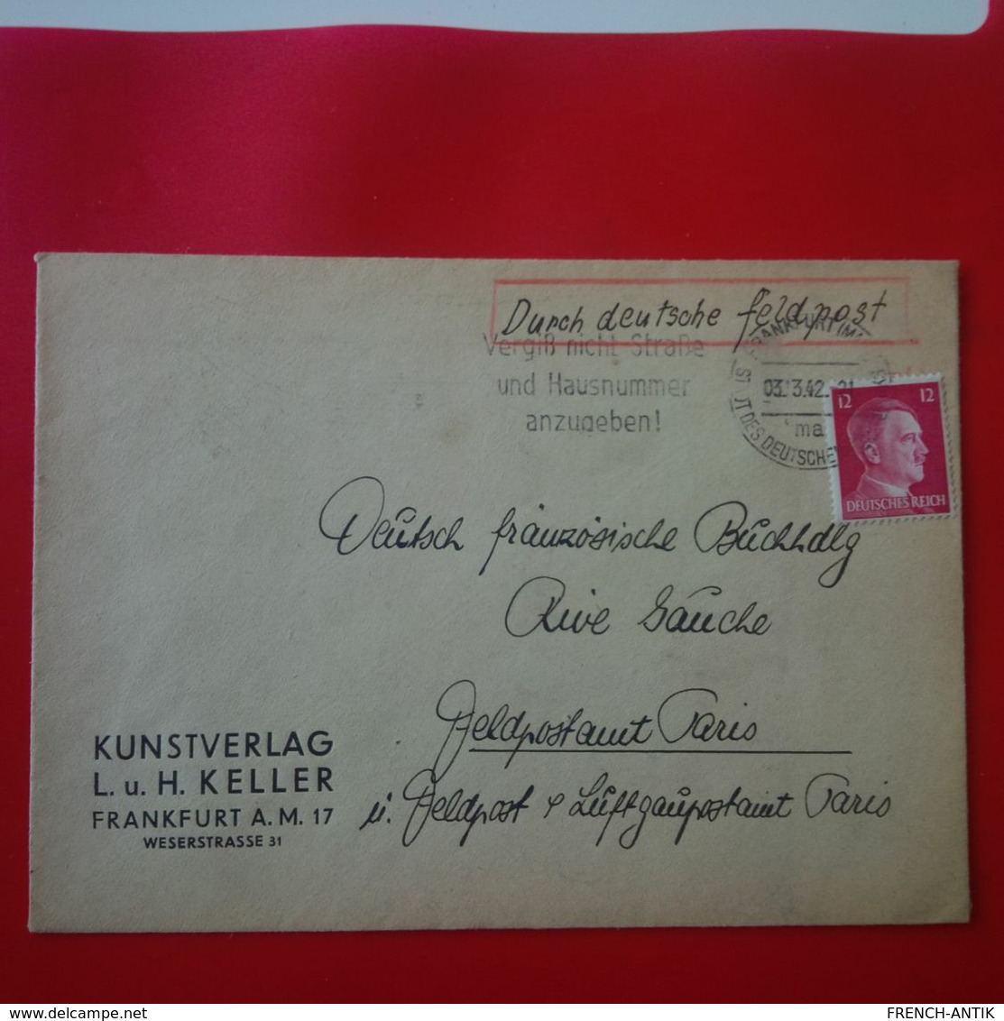 LETTRE FRANKFURT PARIS 1942 - Briefe U. Dokumente