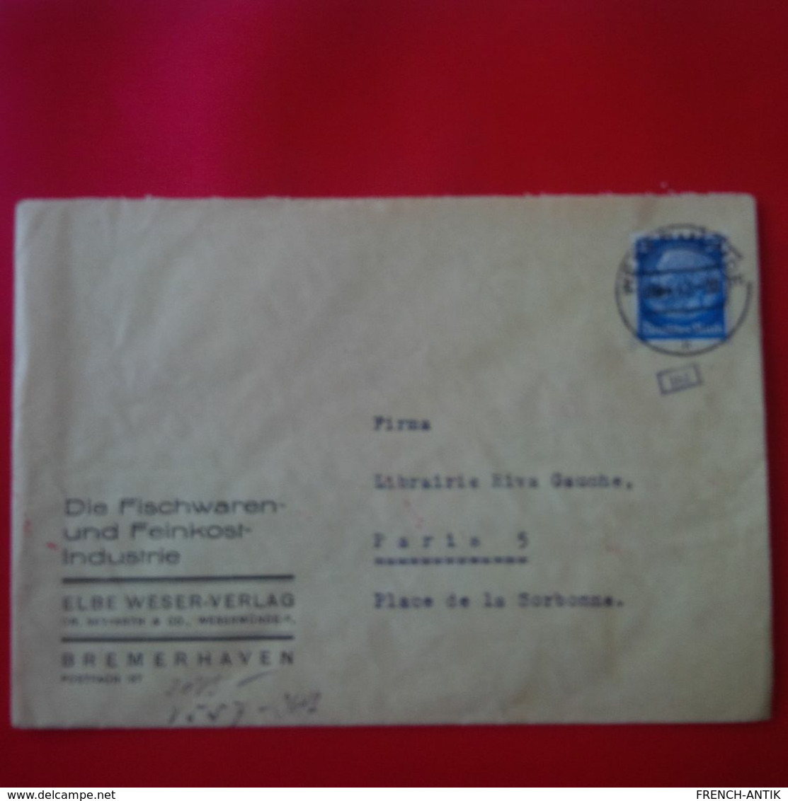 LETTRE WESERMUNDE BREMERHAVEN PARIS CENSURE 1942 - Briefe U. Dokumente