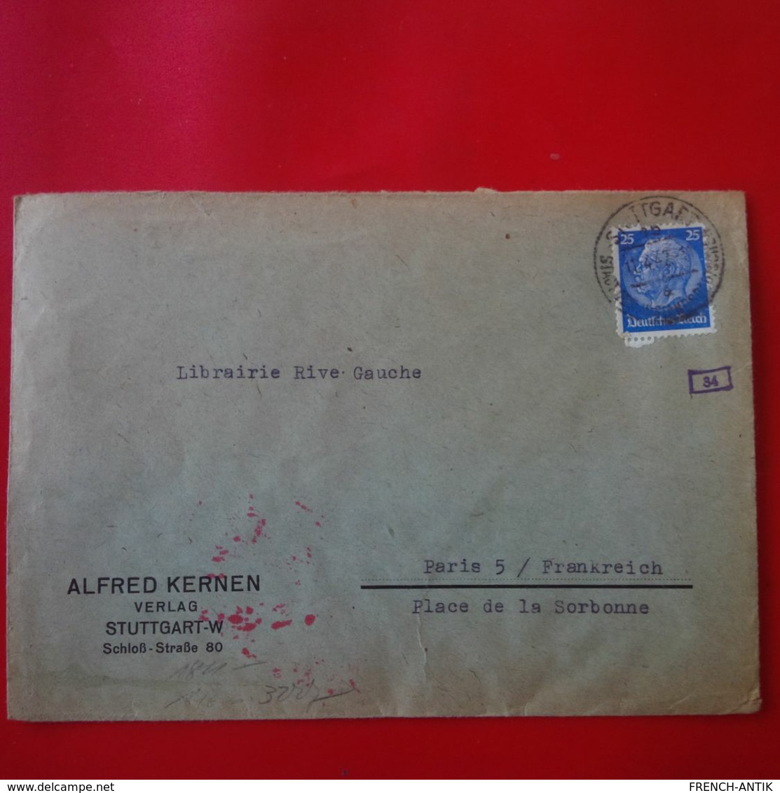 LETTRE STUTTGART ALFRED KERNEN PARIS CENSURE 1942 - Briefe U. Dokumente