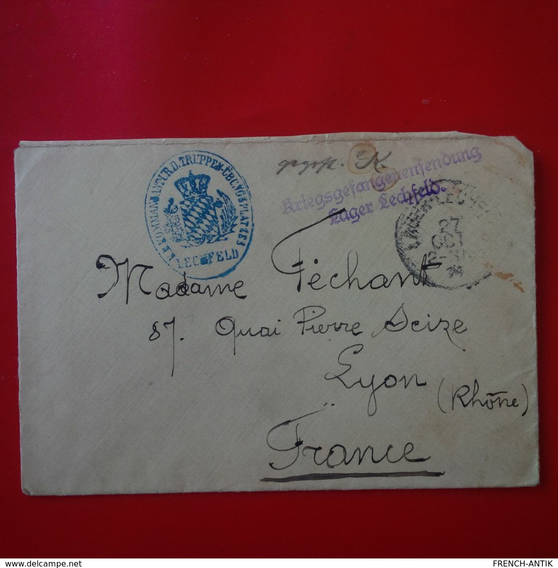 LETTRE LECHFELD LAGER POUR LYON MILITARIA - Storia Postale