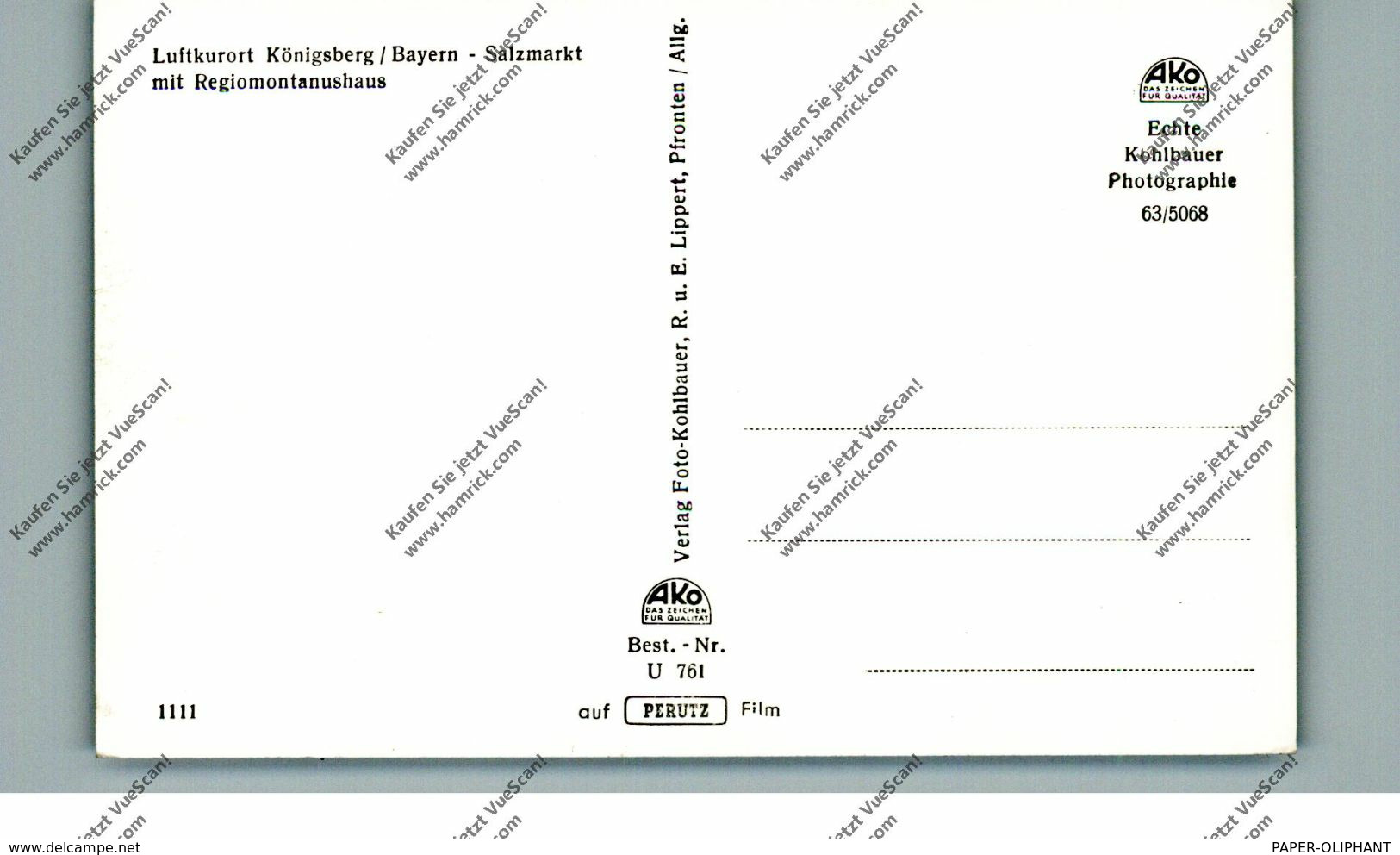 8729 KÖNIGSBERG, Salzmarkt Mit Regiomontanushaus - Hassfurt