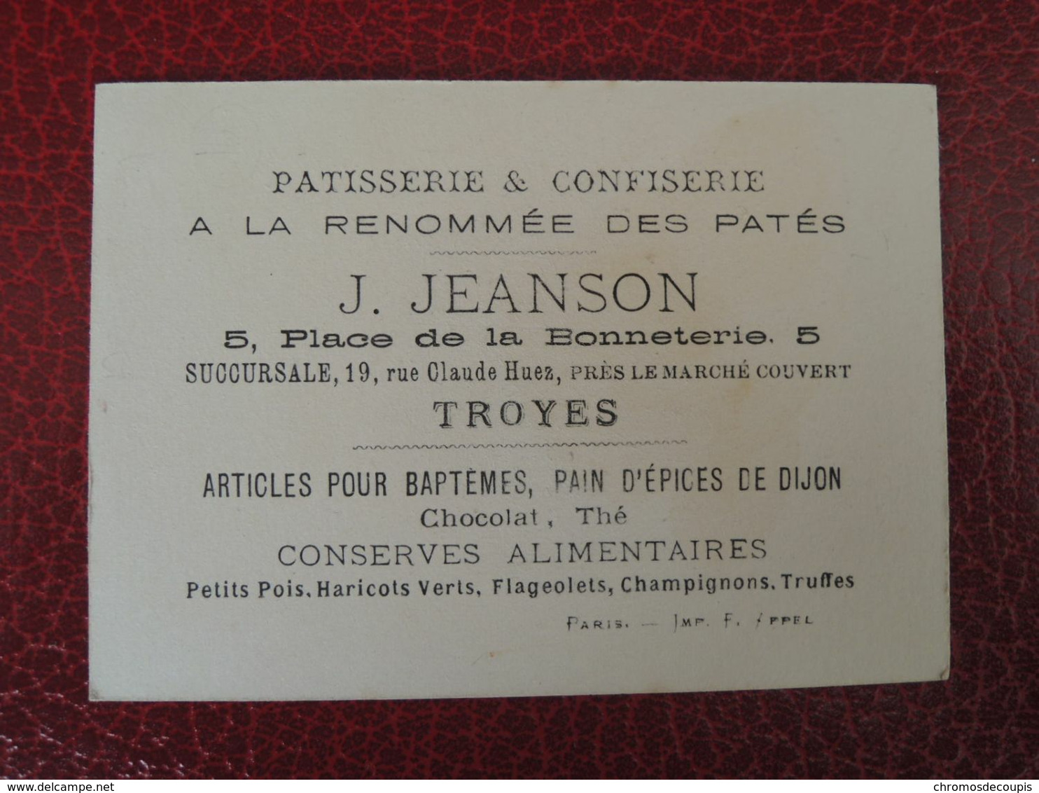 CHROMO  Appel. Voyage En Egypte.  Publicité  Patisserie Jeanson à Troyes. - Altri & Non Classificati