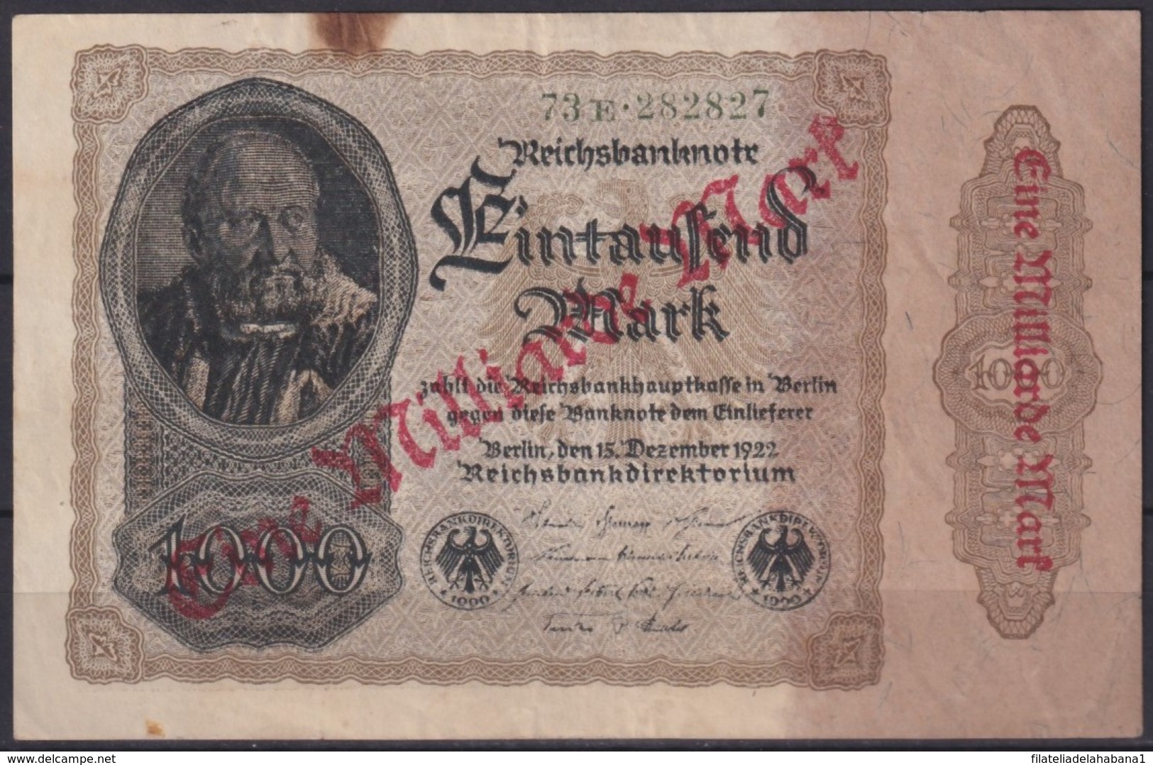 F-EX18955 GERMANY DEUTSCHESBANK EINE MILLARDEN 1922. - Ohne Zuordnung