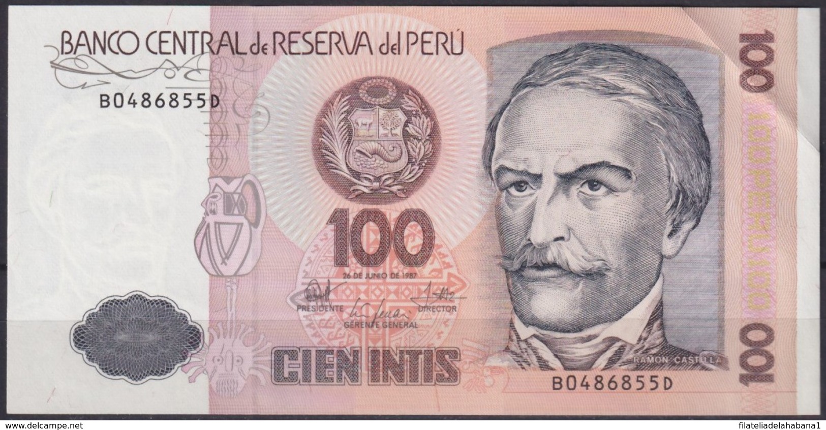 F-EX18958 PERU 100 INTIS 1983 BANKNOTE. - Peru