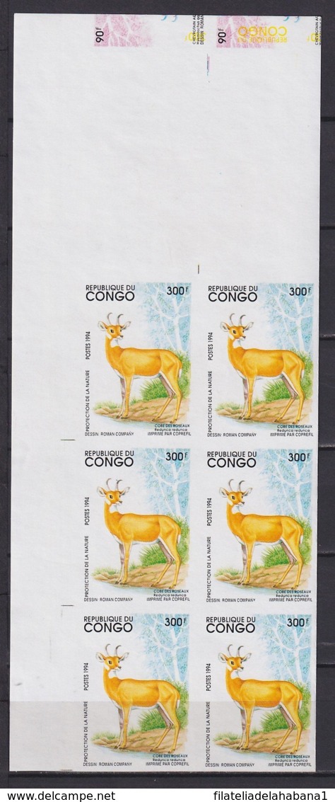 F-EX18883 CONGO MNH 1994 BLOCK 6 IMPERF PROOF FAUNA ANTELOPE. - Andere & Zonder Classificatie