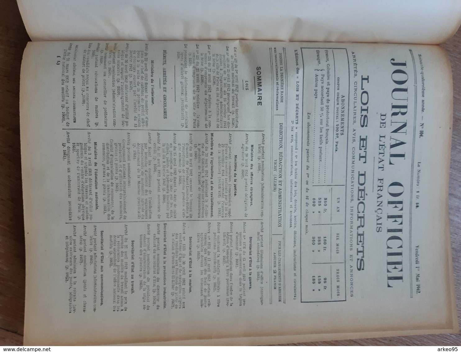 Journal Officiel, Mai 1942 - Derecho