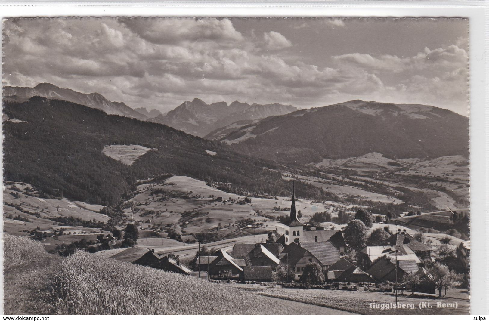 Guggisberg, Hotel Pension  Sternen. Fam. Schwab. Dorfansicht Mit Sense. Fotokarte - Guggisberg