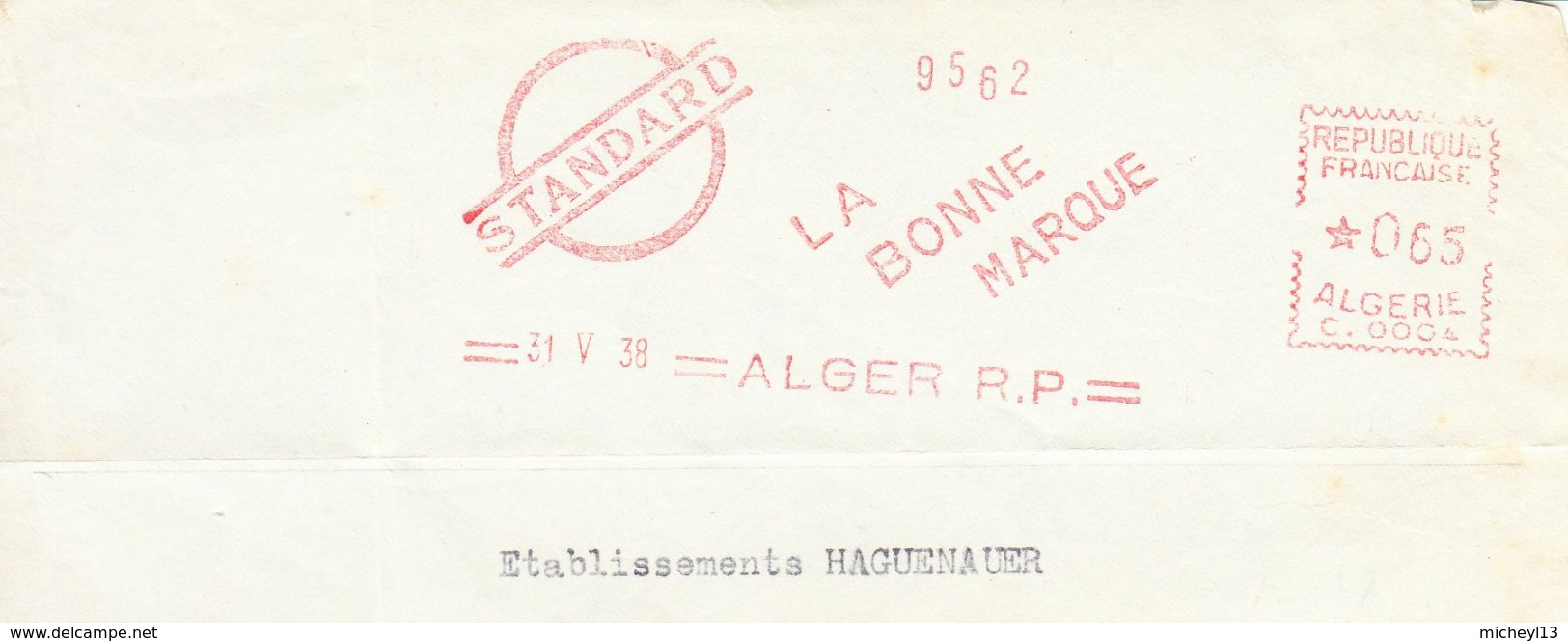 Empreinte De Machine à Affranchir (eMA)-31/5/1938-ALGER RP-Machine C.004 ''Standard /la Bonne Marque'' - Altri & Non Classificati