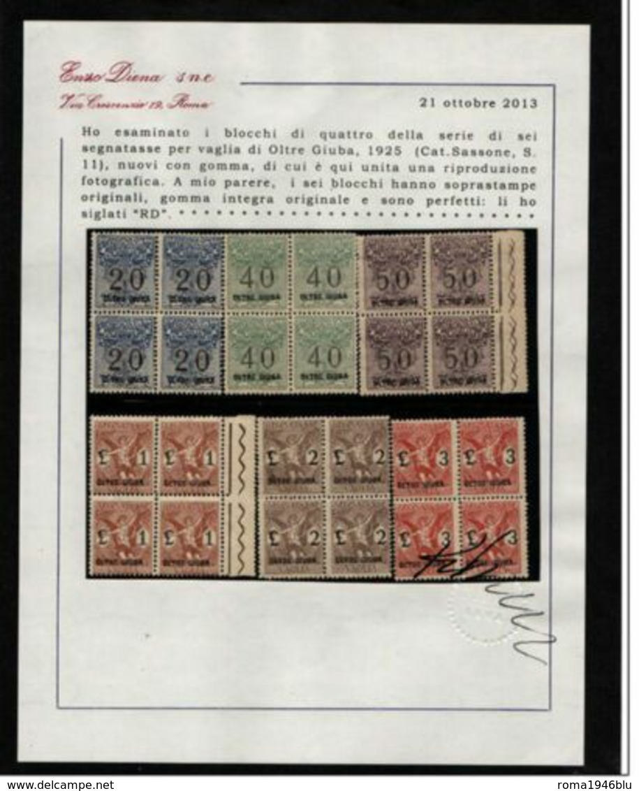 OLTRE GIUBA 1925 SEGNATASSE PER VAGLIA SERIE CPL. QUARTINA** MNH LUSSO C. DIENA - Oltre Giuba