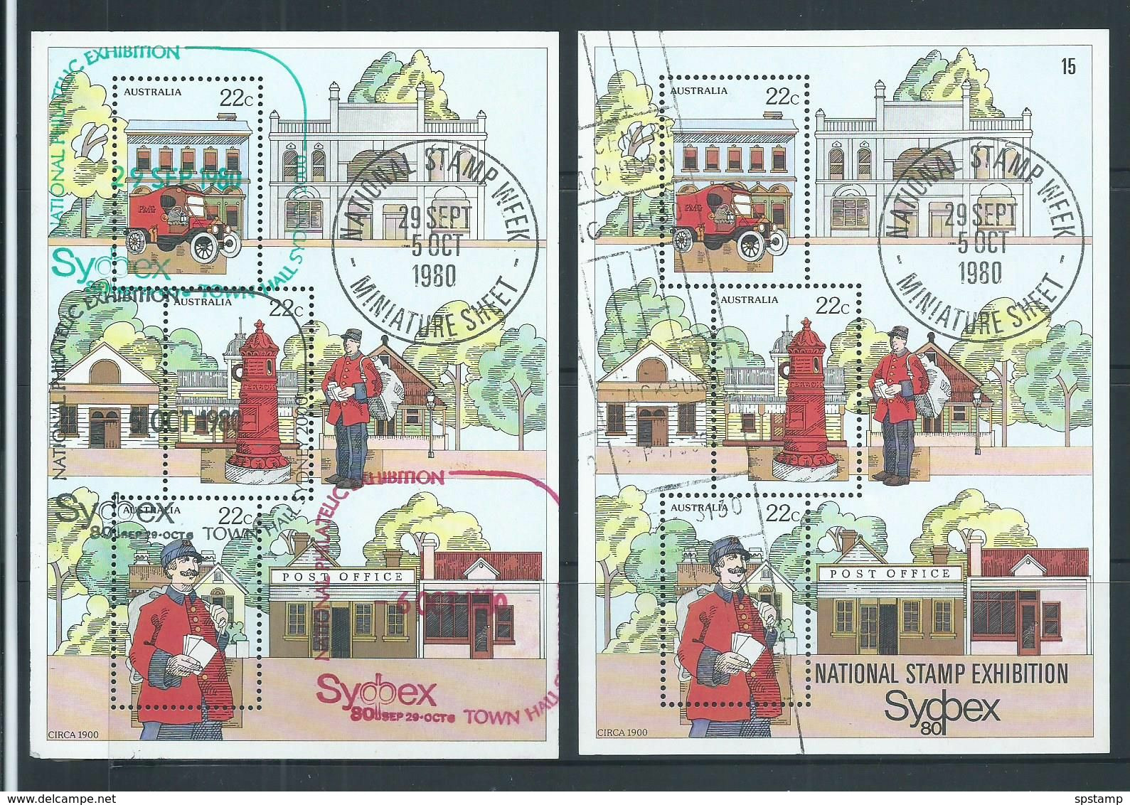 Australia 1980 National Stamp Week Miniature Sheet Sydpex Overprints FU X 2 - Autres & Non Classés