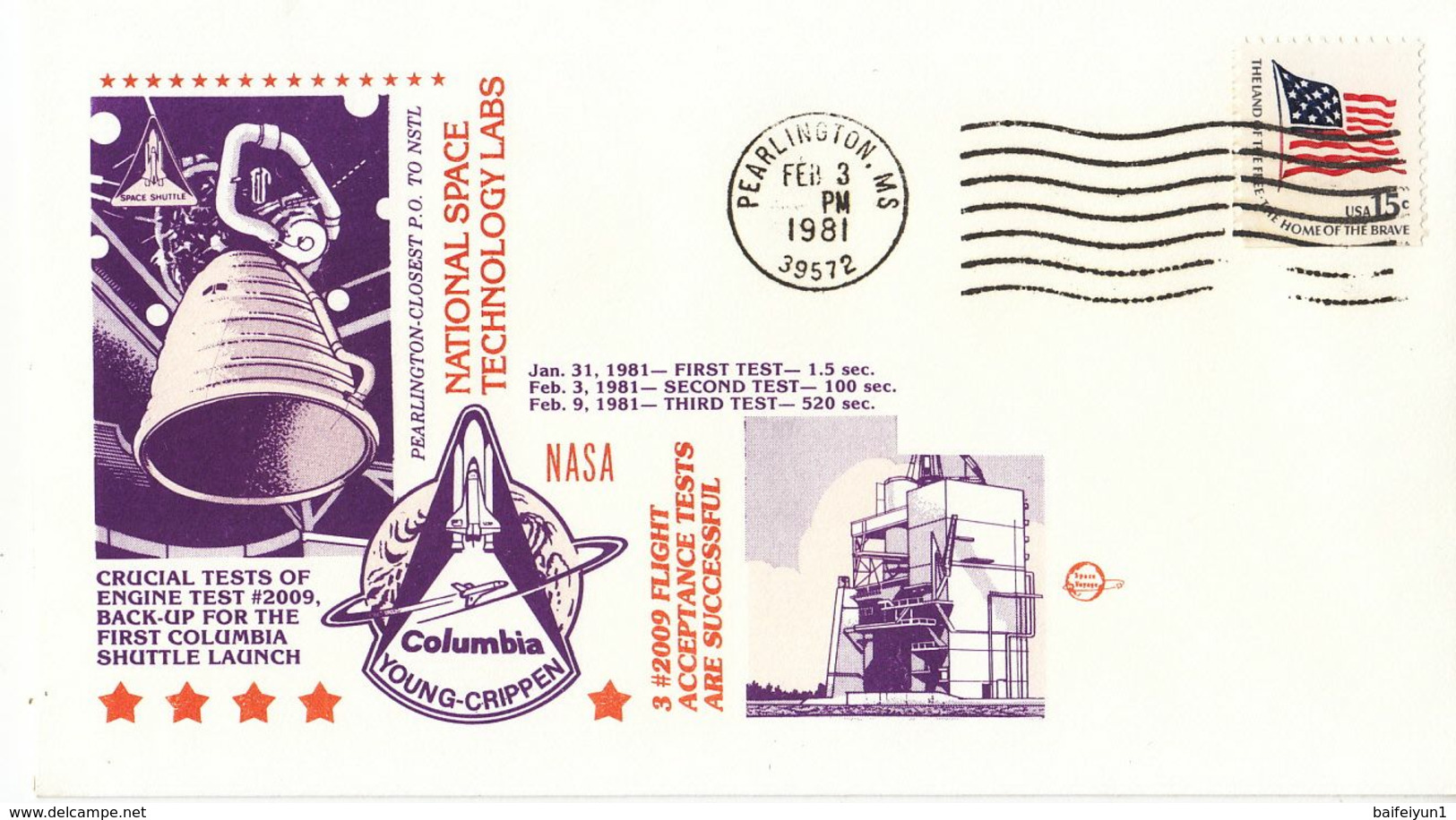 1981 USA  Space Shuttle National Space Technology Labs  Commemorative Cover B - North  America