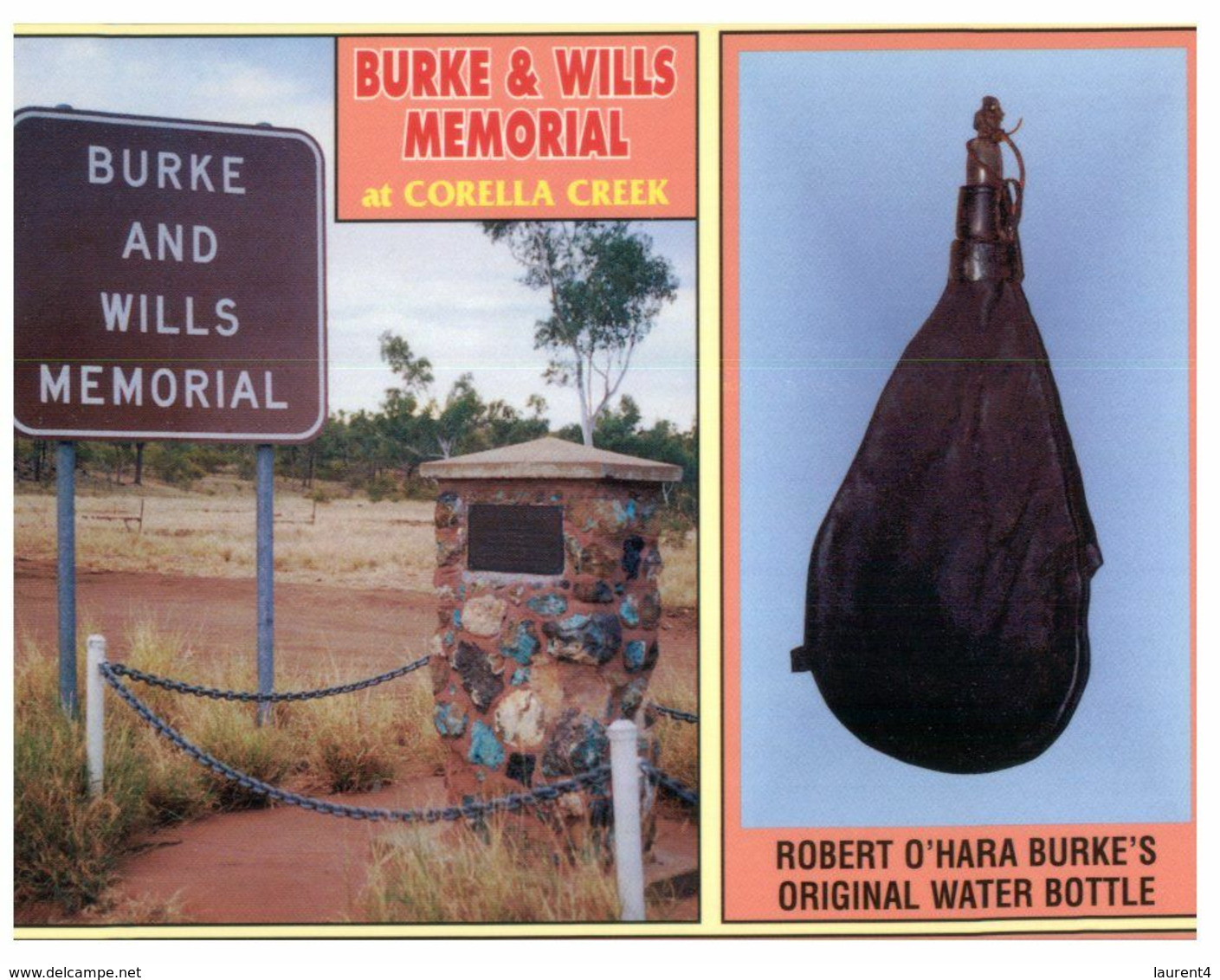 (N 20 A) Australia - QLD - Concurry Burke And Will Memroail (and With Original Water Bottle) - Far North Queensland