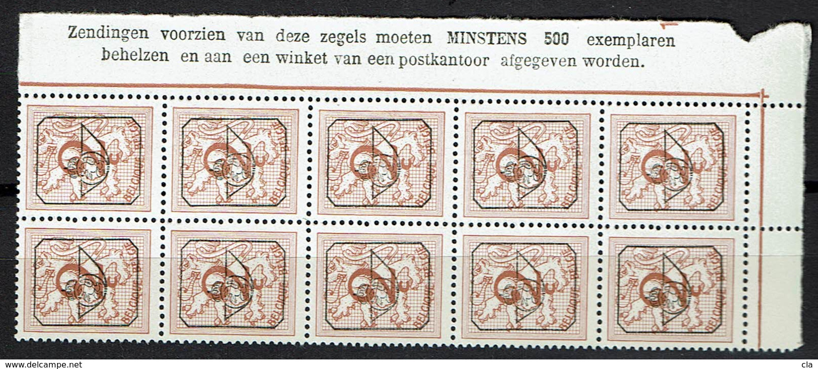 PRE 780  **  Bloc 10  Cdf  Insc. Marginales Neerl. - Typografisch 1967-85 (Leeuw Met Banderole)