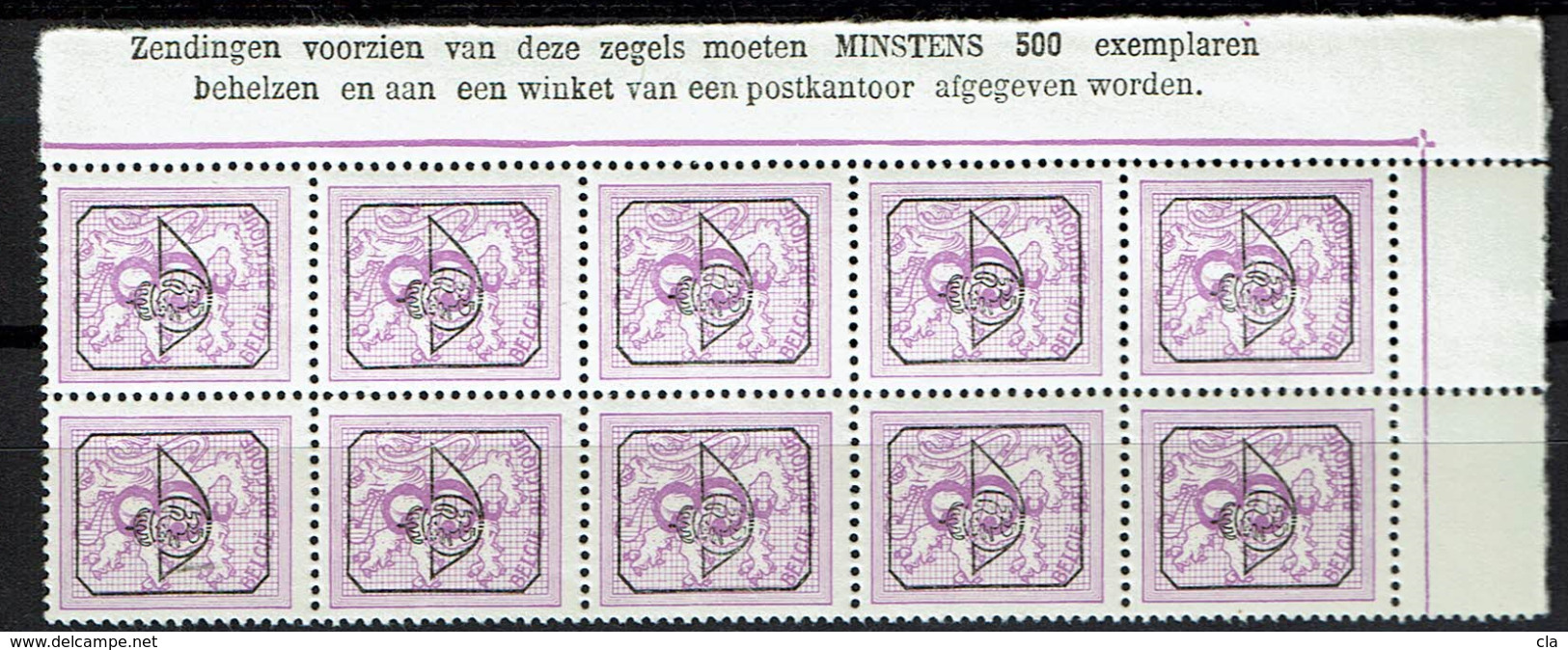 PRE 781  **  Bloc 10  Cdf  Insc. Marginales Neerl. - Typografisch 1967-85 (Leeuw Met Banderole)