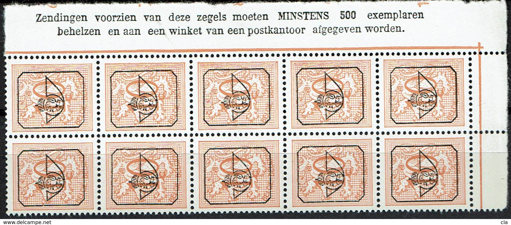 PRE 782  **  Bloc 10  Cdf  Insc. Marginales Neerl. - Typos 1967-85 (Lion Et Banderole)