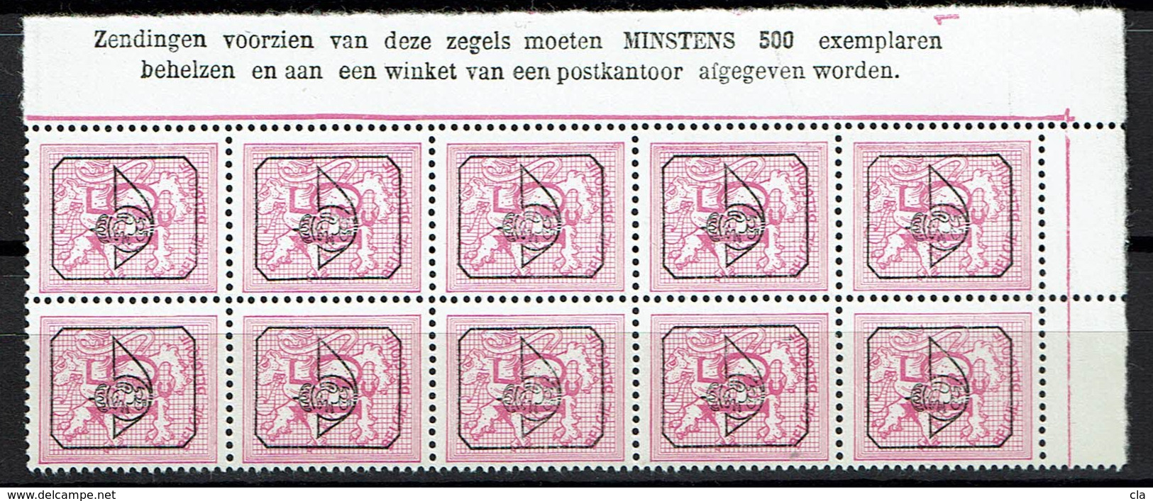 PRE 783  **  Bloc 10  Cdf  Insc. Marginales Neerl. - Typo Precancels 1967-85 (New Numerals)