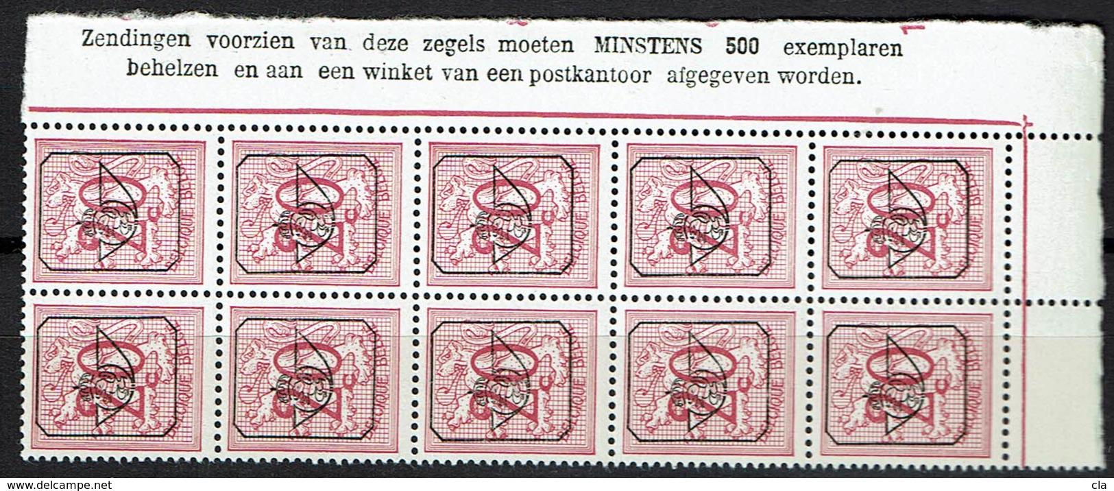 PRE 784  **  Bloc 10  Cdf  Insc. Marginales Neerl. - Typos 1967-85 (Lion Et Banderole)