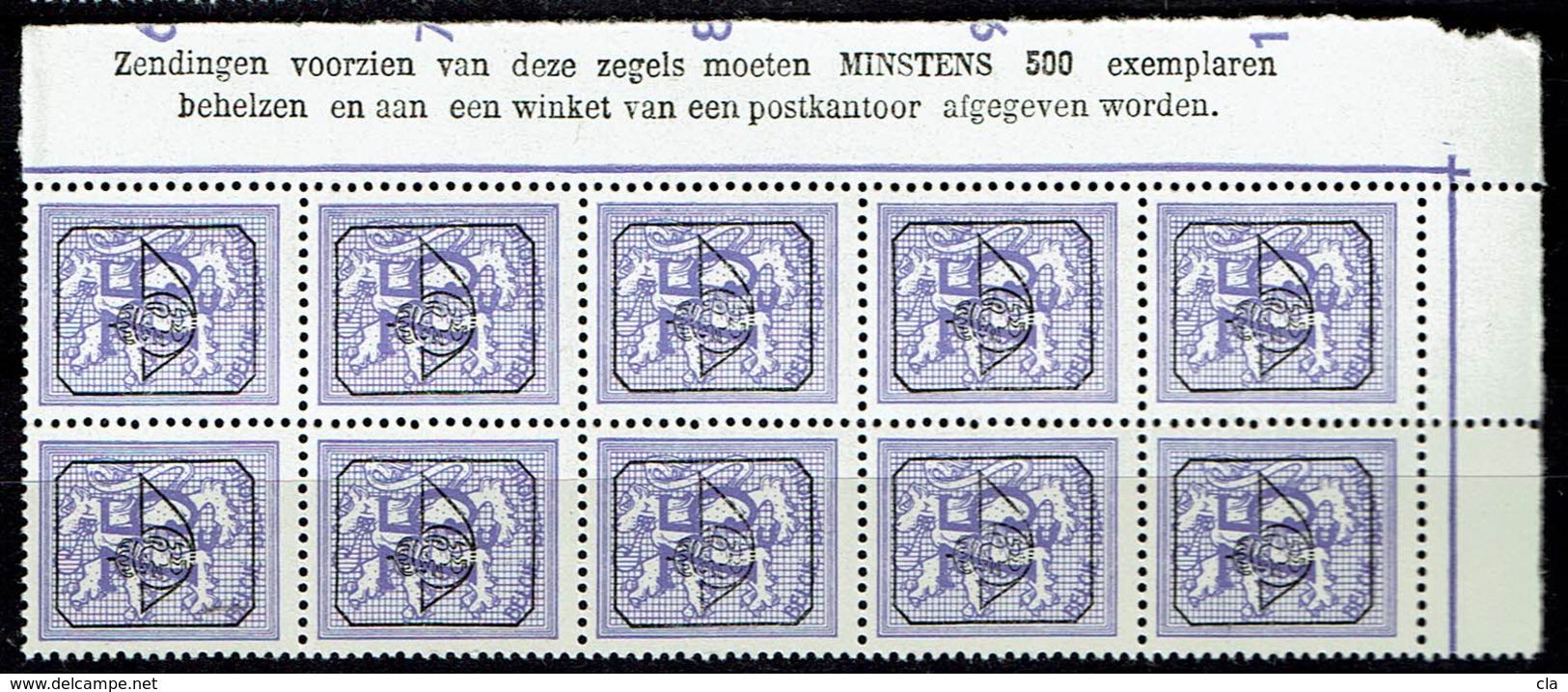 PRE 789  **  Bloc 10  Cdf  Insc. Marginales Neerl. - Typografisch 1967-85 (Leeuw Met Banderole)