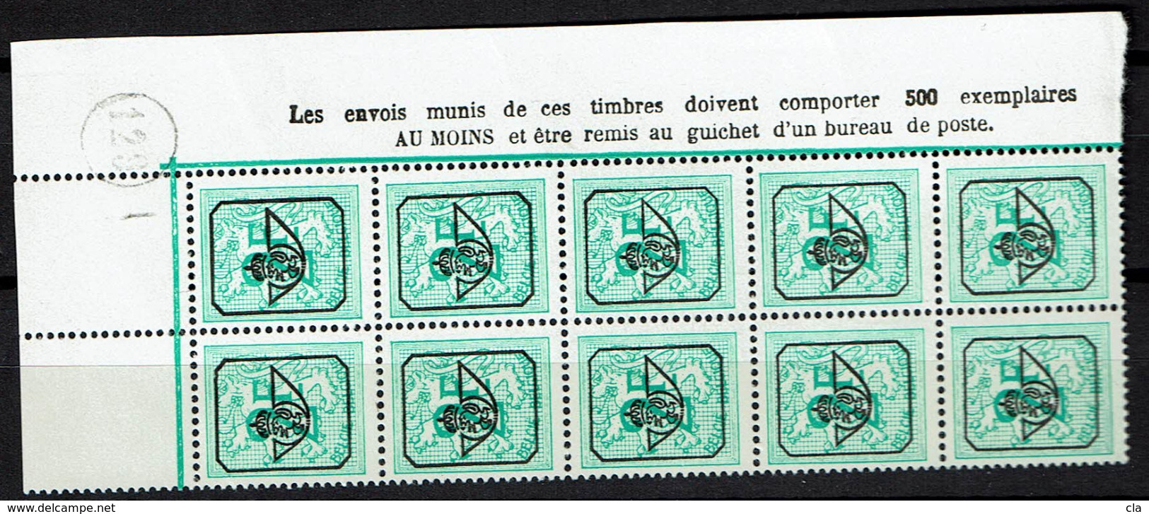 PRE 793  **  Bloc 10  Cdf  Insc. Marginales Neerl. - Typos 1967-85 (Lion Et Banderole)