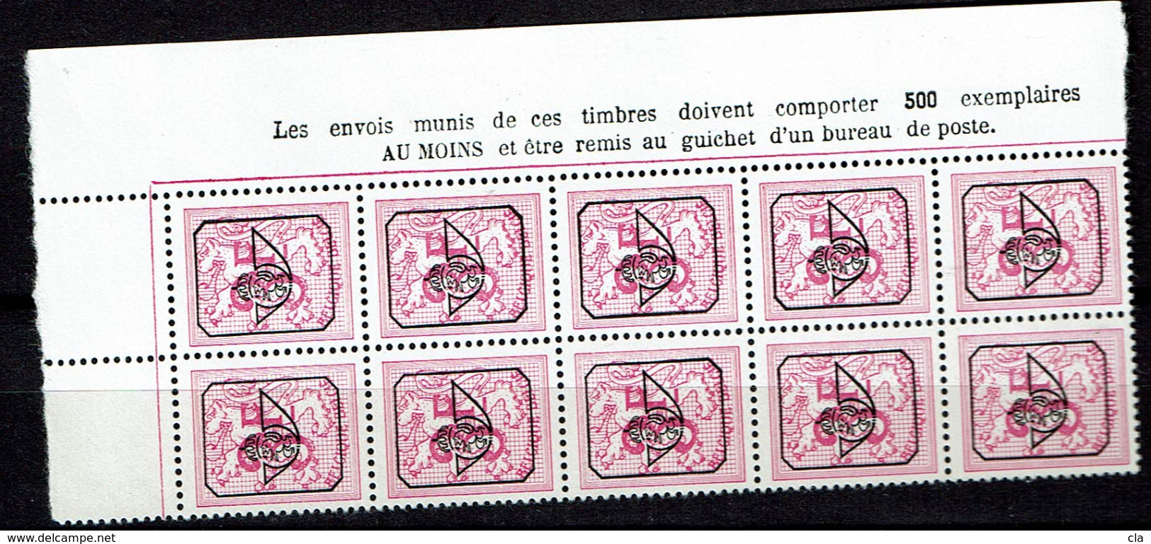 PRE 795  **  Bloc 10  Cdf  Insc. Marginales Fr. - Typos 1967-85 (Lion Et Banderole)