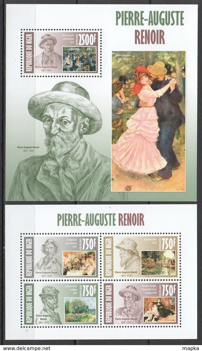 ST2856 2013 NIGER ART PAINTING PIERRE-AUGUSTE RENOIR 1KB+1BL MNH - Other & Unclassified