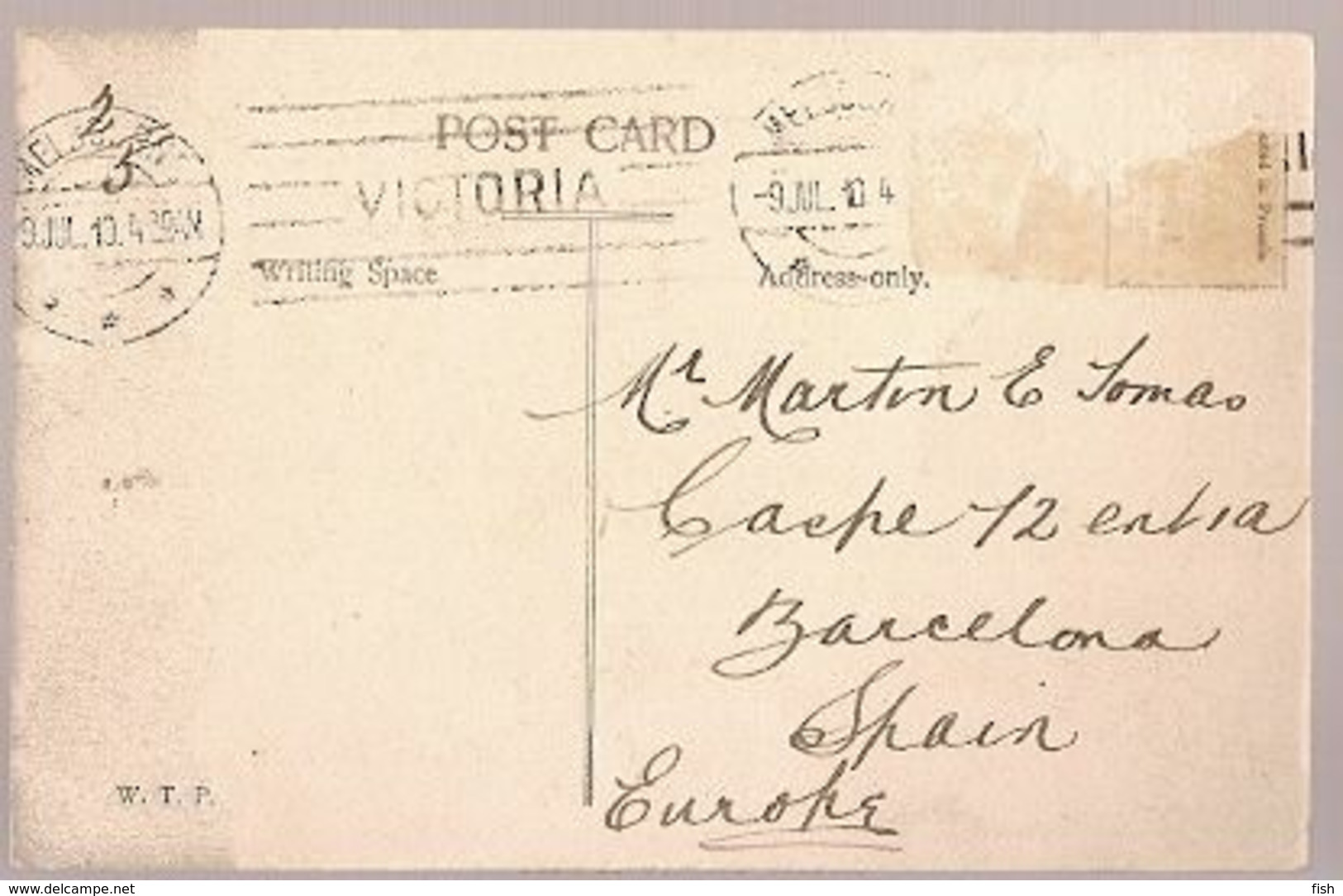 Australia & Marcofilia, Doctors Point - Albury, Melbourne To Barcelona Spain 1910 (79979) - Albury