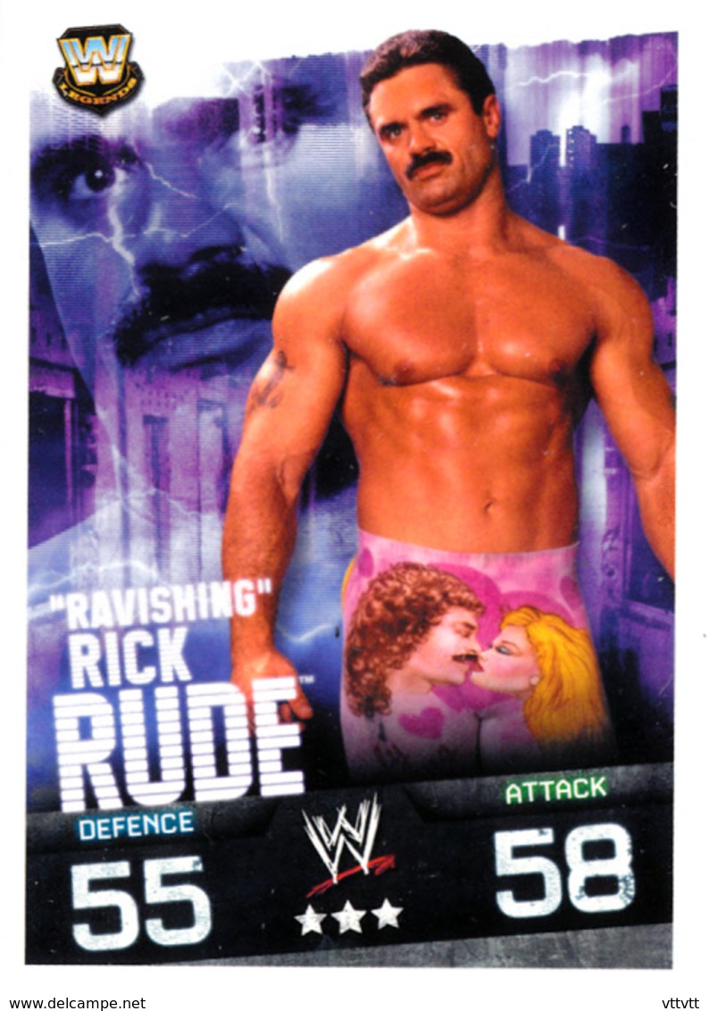 Wrestling, Catch : RAVISHING RICK RUDE (W, LEGENDS, 2008), Topps, Slam, Attax, Evolution, Trading Card Game, 2 Scans TBE - Trading Cards
