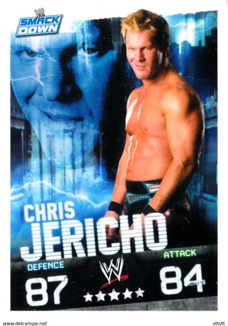 Wrestling, Catch : CHRIS JERICHO (SMACK DOWN, 2008), Topps, Slam, Attax, Evolution, Trading Card Game, 2 Scans, TBE - Trading Cards