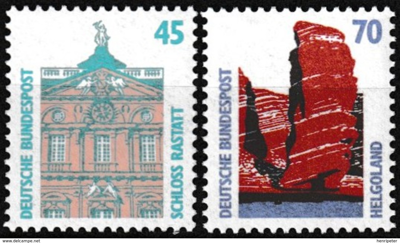 Série De 2 T.-P. Gommés Neufs**  Curiosités Château De Rastatt Héligoland Les Falaises - N° 1300-1301 (Yvert) - RFA 1990 - Nuevos