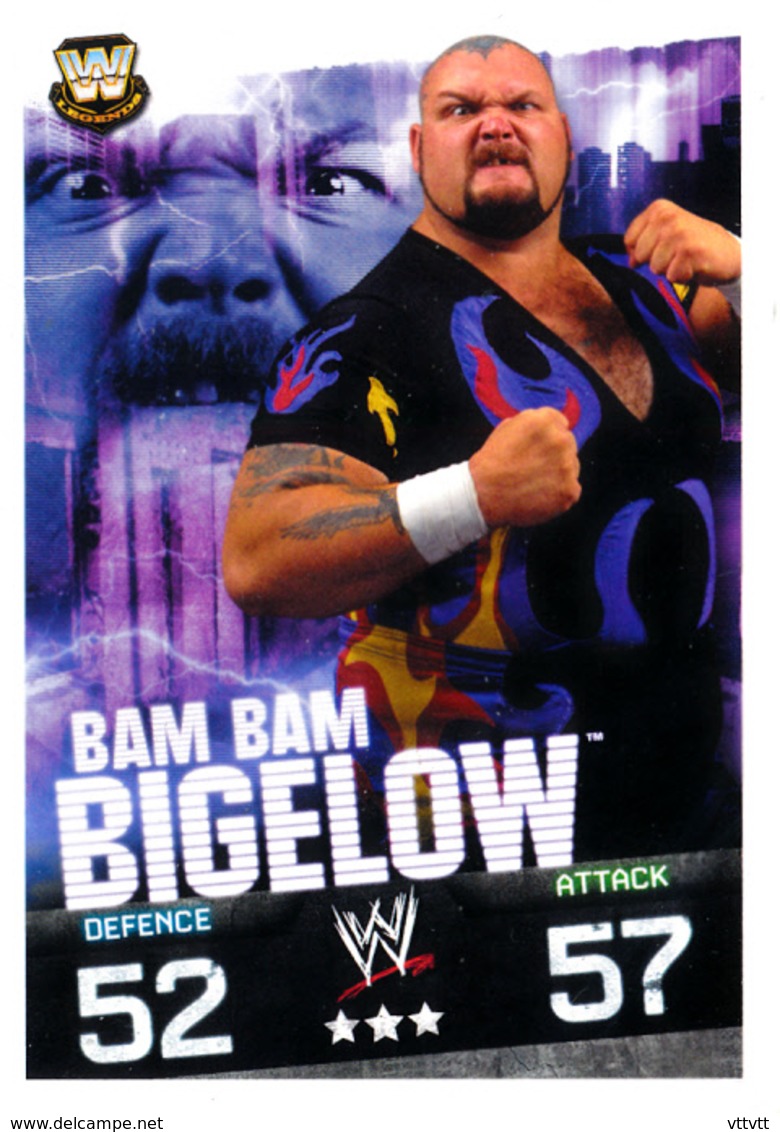 Wrestling, Catch : BAM BAM BIGELOW (W, LEGENDS,2008), Topps, Slam, Attax, Evolution, Trading Card Game, 2 Scans, TBE - Trading Cards