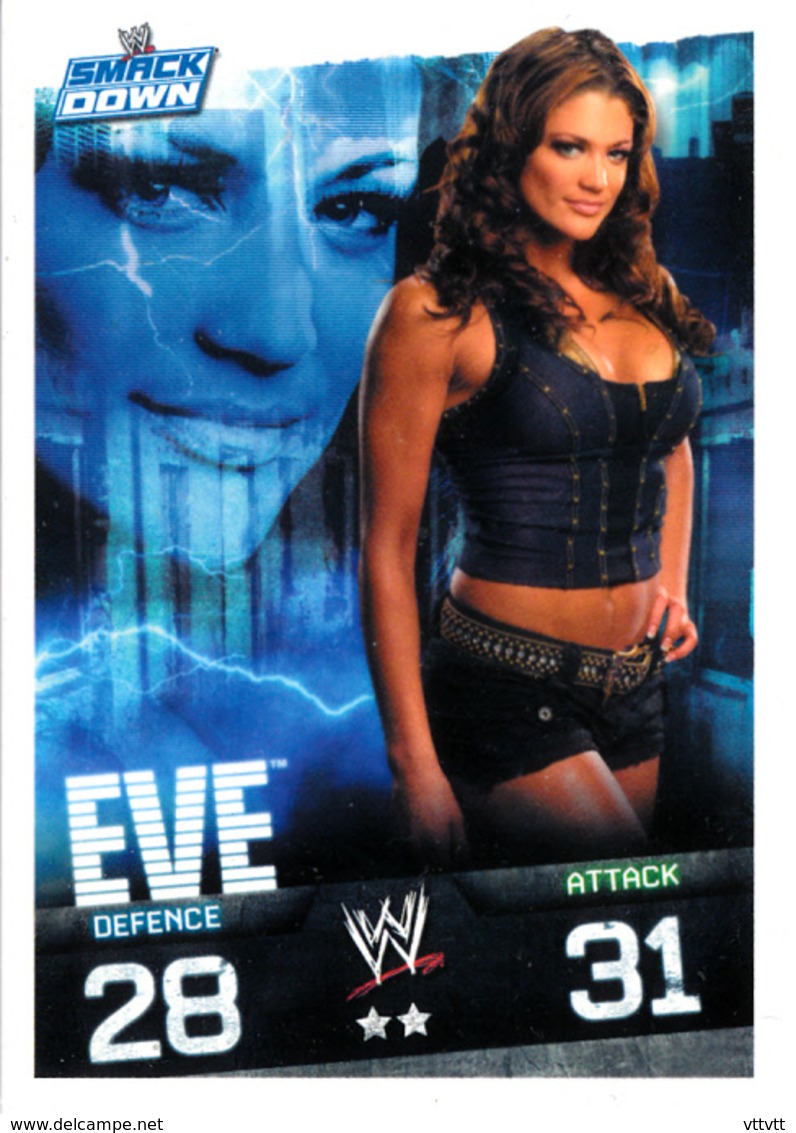 Wrestling, Catch : EVE (SMACK DOWN, 2008), Topps, Slam, Attax, Evolution, Trading Card Game, 2 Scans, TBE - Trading Cards