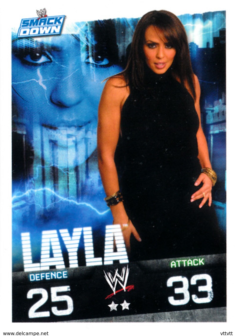 Wrestling, Catch : LAYLA (SMACK DOWN, 2008), Topps, Slam, Attax, Evolution, Trading Card Game, 2 Scans, TBE - Trading Cards