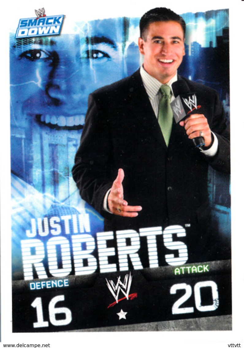 Wrestling, Catch : JUSTIN ROBERTS (SMACK DOWN, 2008), Topps, Slam, Attax, Evolution, Trading Card Game, 2 Scans, TBE - Trading-Karten