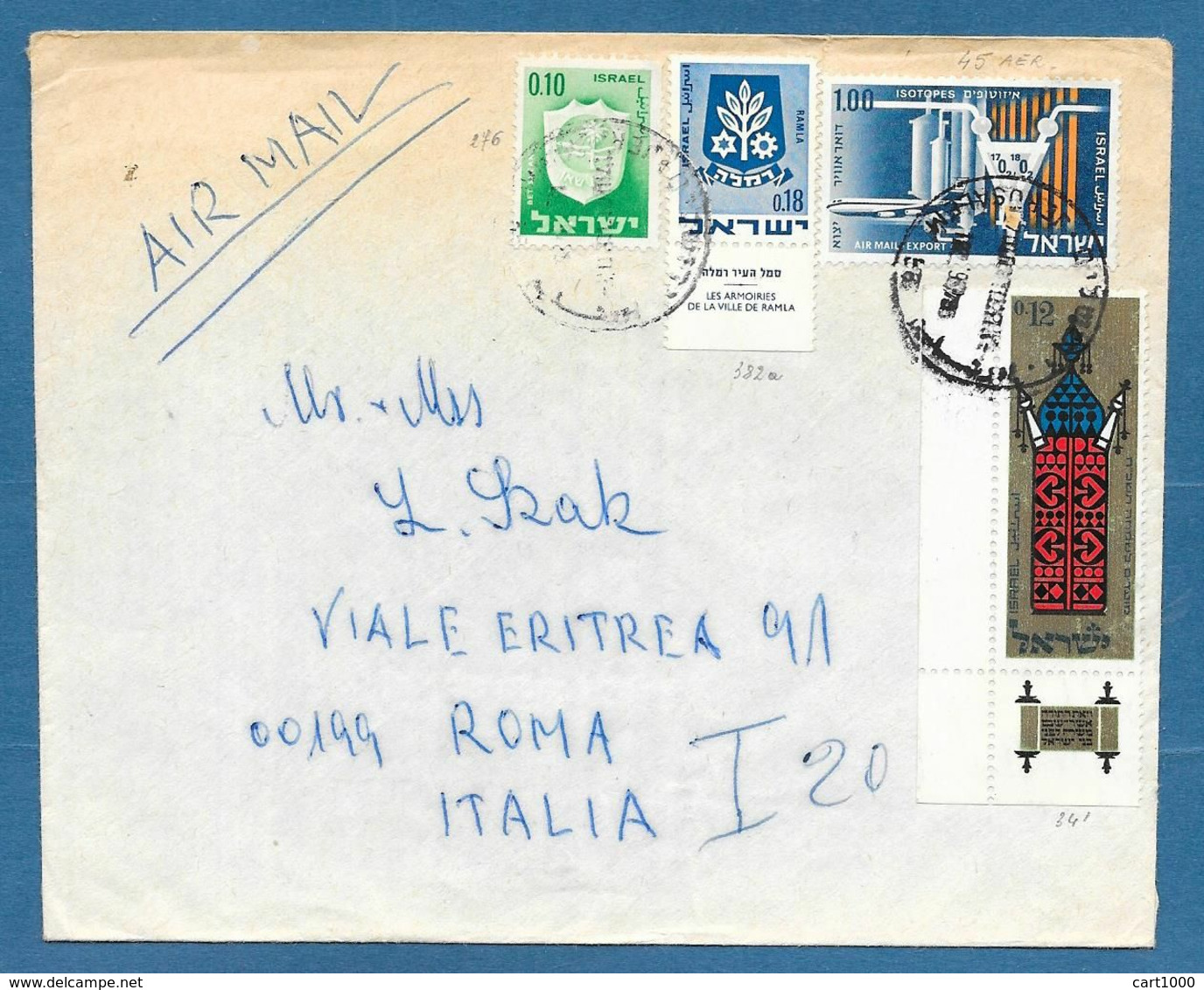 ISRAEL AIR MAIL TO ROMA N°214 - Andere & Zonder Classificatie