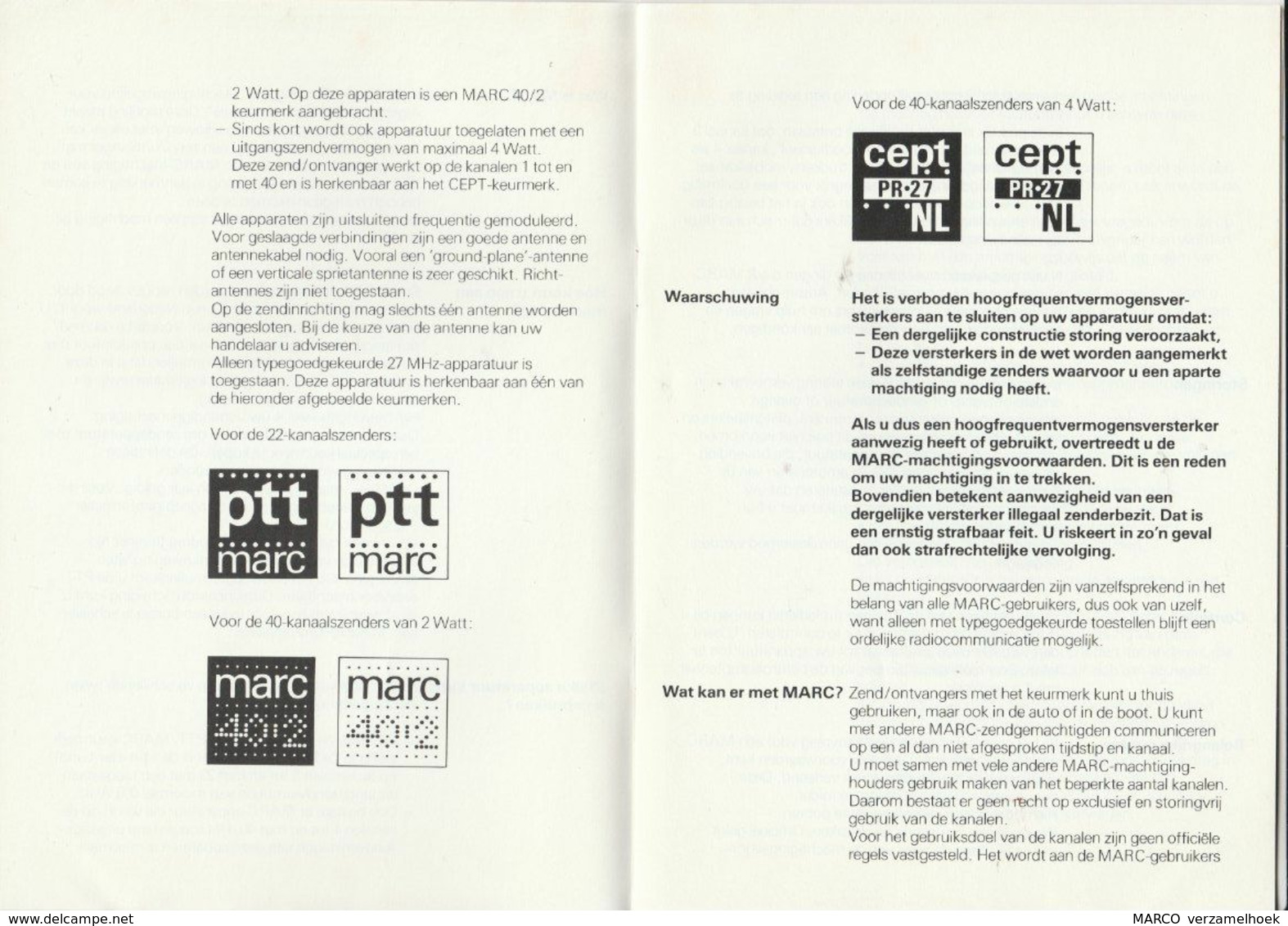 PTT Radiocommunicatie 27MC PTT MARC 1985 - Telefonía