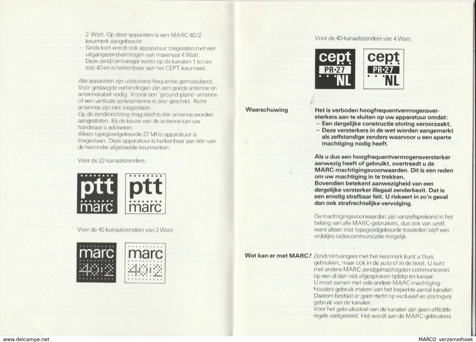PTT Radiocommunicatie 27MC PTT MARC 1985 - Téléphonie