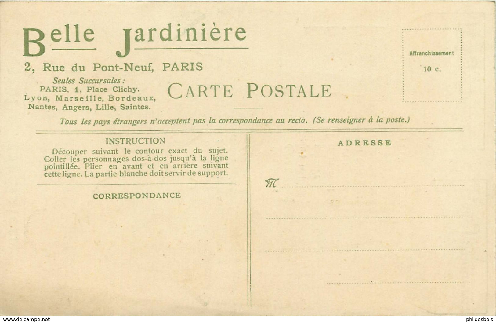 PUBLICITÉ BELLE JARDINIERE Carte Postale A Decouper  (découpage) - Publicité
