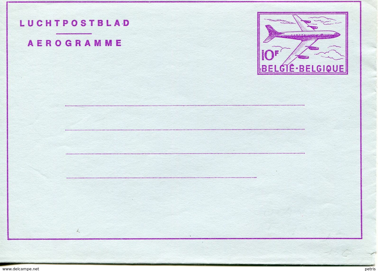 Belgium - Aerogramme 10f - Lot. 508 - Aerogrammi