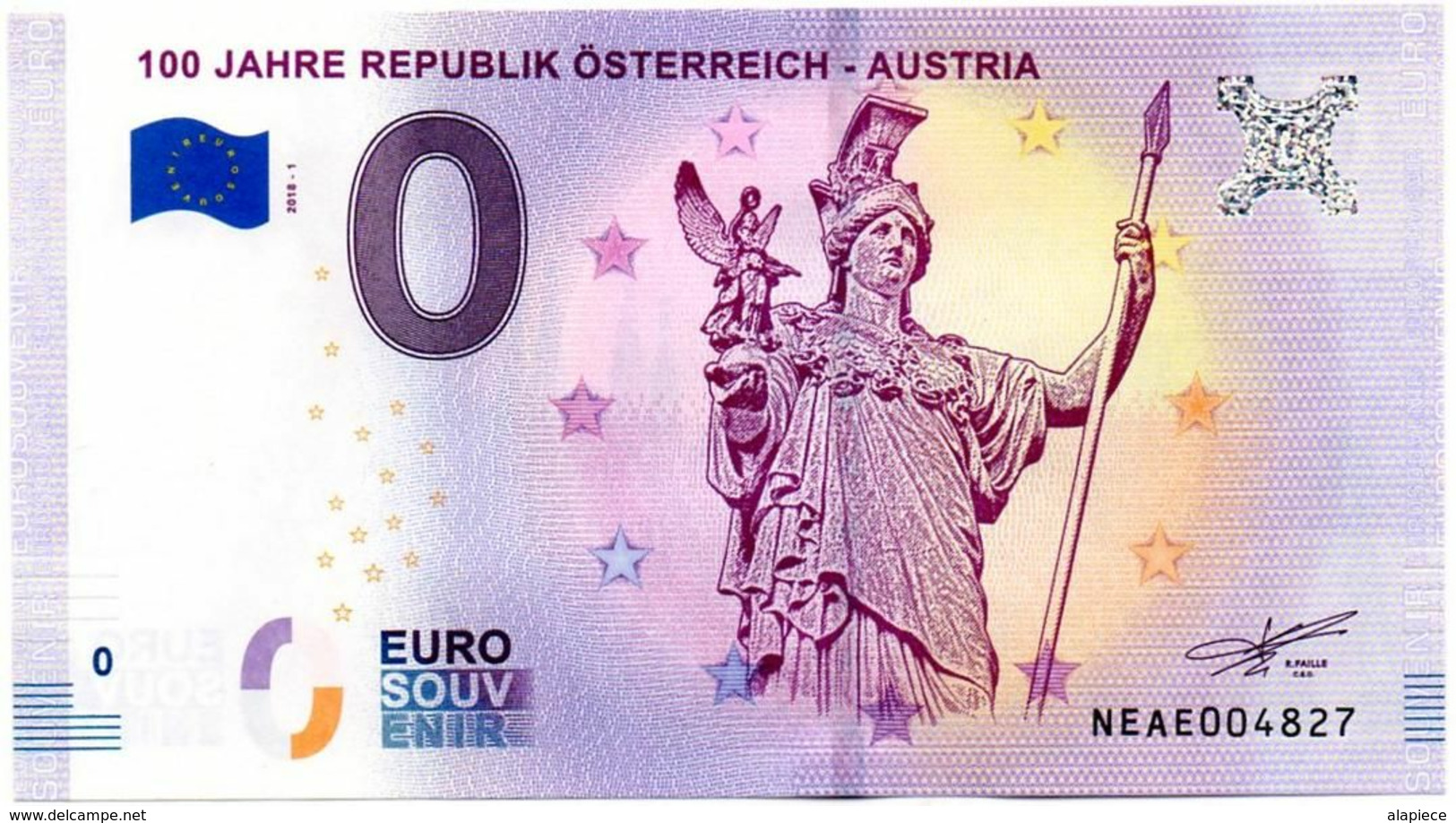 Billet Touristique - 0 Euro -  Autriche - 100 Ans De République (2018-1) - Privatentwürfe