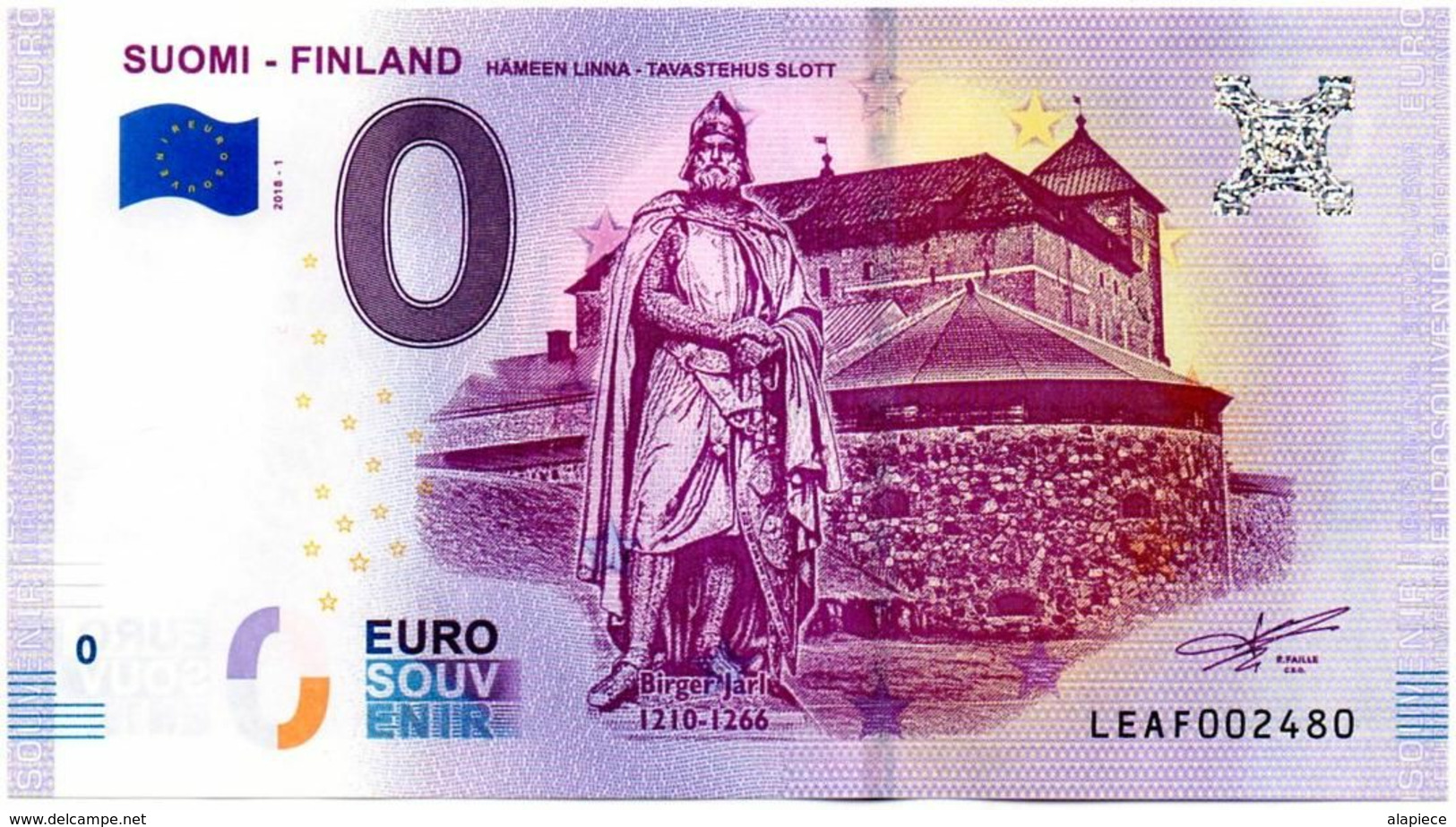 Billet Touristique - 0 Euro - Finlande - Hämmen Linna (2018-1) - Essais Privés / Non-officiels