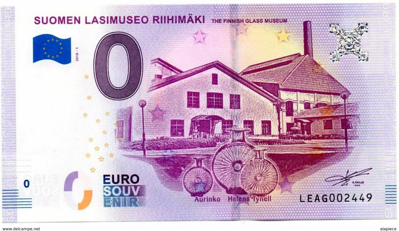 Billet Touristique - 0 Euro - Finlande - Lasimuseo (2018-1) - Essais Privés / Non-officiels