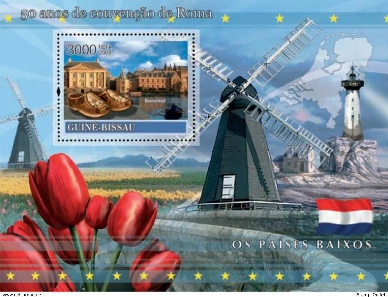 Guinea - Bissau 2008 - Idea Of Europe-50 Years Treaty Of Rome-Netherlands-Windmills S/s Y&T 379, Michel 3765/BL636 - Guinea-Bissau