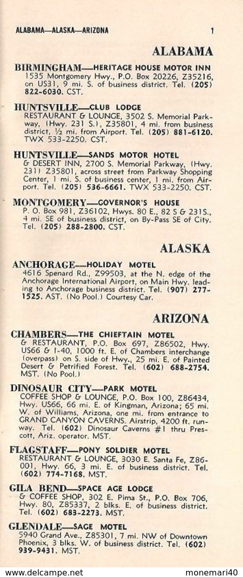 U.S.A. - 1967 TRAVEL GUIDE - WORLD'S LARGEST CHAIN OF INDIVIDUALY OWNED MOTELS. - North America