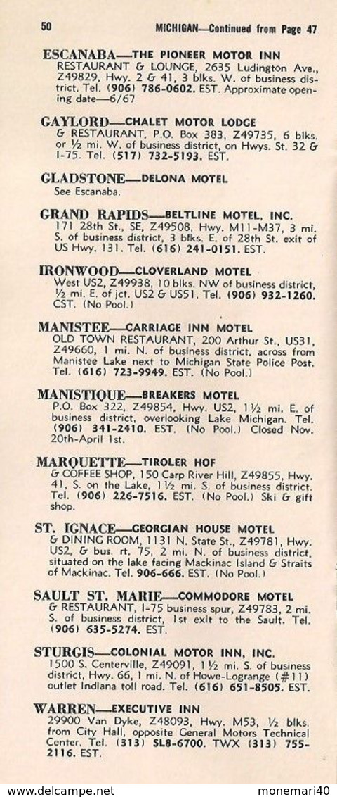 U.S.A. - 1967 TRAVEL GUIDE - WORLD'S LARGEST CHAIN OF INDIVIDUALY OWNED MOTELS.