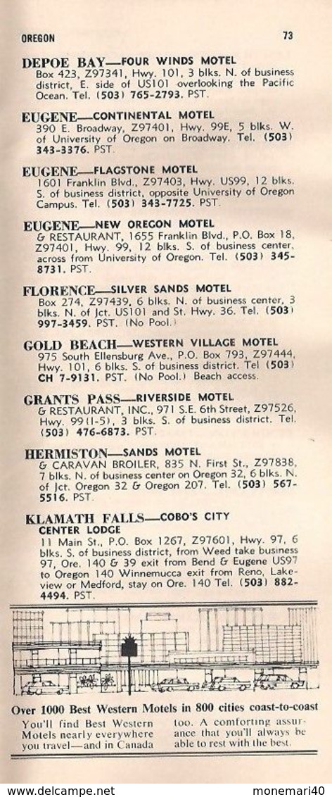 U.S.A. - 1967 TRAVEL GUIDE - WORLD'S LARGEST CHAIN OF INDIVIDUALY OWNED MOTELS.