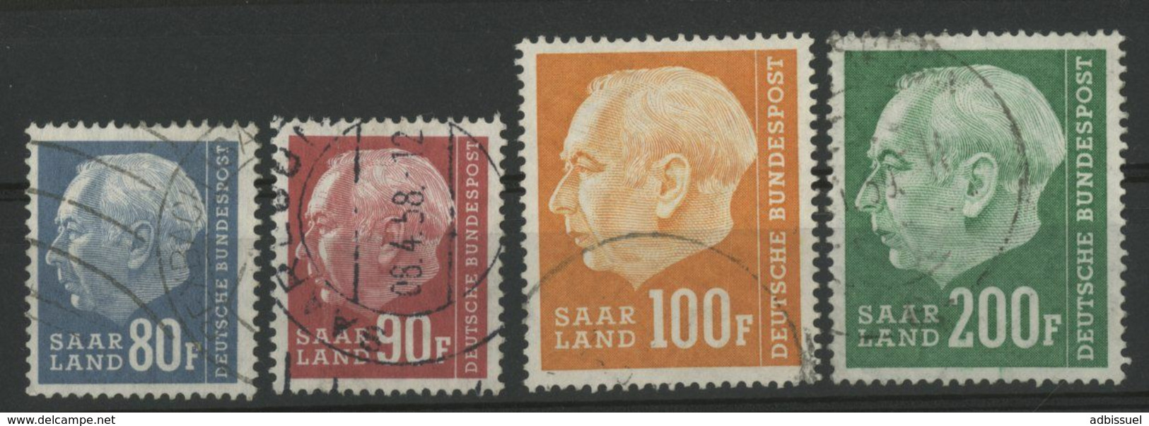 SARRE N° 406 à 409 COTE 50.3 € Oblitérés. Série Président Heuss - Gebraucht