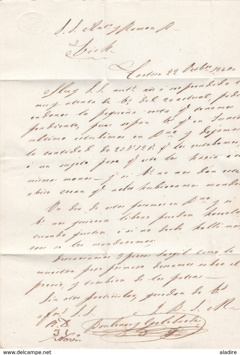 1849 - Lettre Pliée Avec Correspondance En Espagnol De Tortosa Vers Vich Vic, Catalogne Catalunya - ...-1850 Voorfilatelie